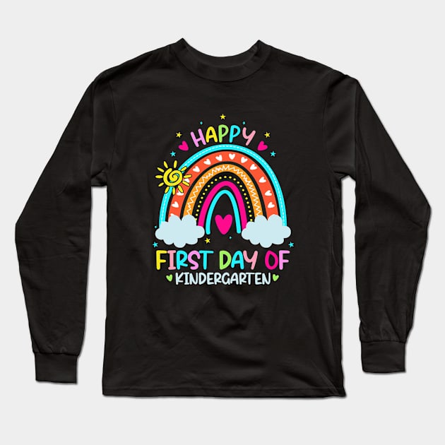 First Day of Kindergarten Rainbow Back To School Long Sleeve T-Shirt by WildFoxFarmCo